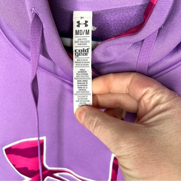 Under Armour Pink and Purple Logo Hoodie Hooded Sweatshirt Size Medium - Picture 10 of 15
